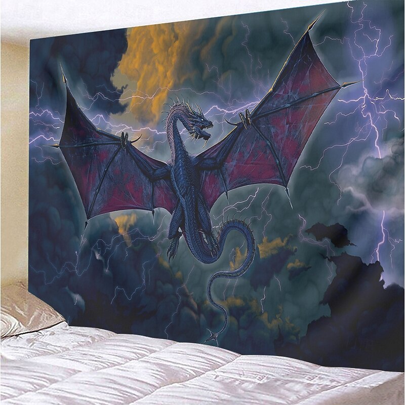 "Thunder Dragon" Vincent Hie Hanging Tapestry Wall Art Large Tapestry Mural Decor Photograph Backdrop Blanket Curtain Home Bedroom Living Room Decoration4
