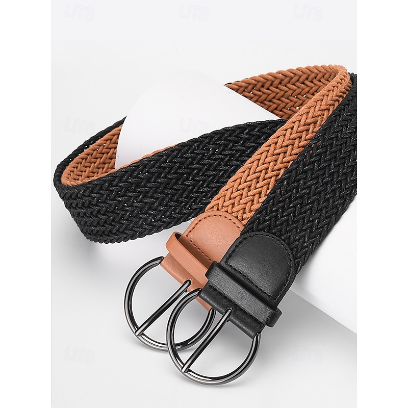 Women's Faux Leather Braided Belt with Details and Round Buckle - Bohemian Casual Belt for Dresses, Skirts and Summer Outfits3