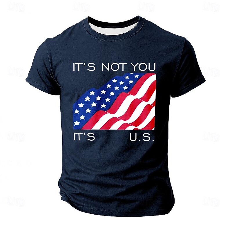Patriotic T Shirts For Men American US Flag T Shirt Short Sleeve T shirt 3D Print Crew Neck Round Neck Shirt Daily Military Street Casual Daily Black Blue Green Summer Spring All Seasons Clothing2