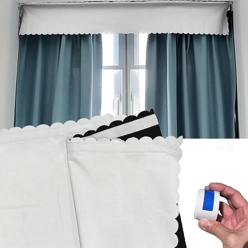 Top of Curtain Light Blocker, Light Blocking Curtains Toppers Velcro Portable Blackout for Window, Easy to Cut and Install Without Turning Holes