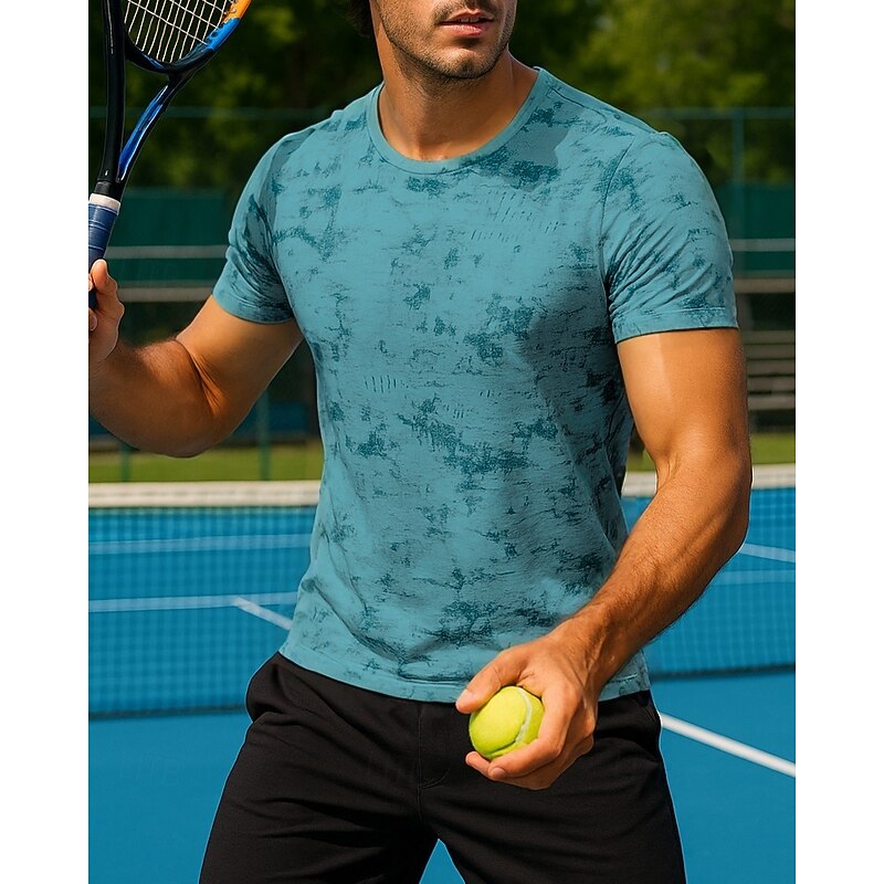 Men's Tie Dye Sport Shirt Tennis Shirt Tennis Tee Short Sleeves Sweat-Wicking Moisture Wicking Breathable Tennis Golf Pickleball Crew Neck Black White Green Tennis Clothing4