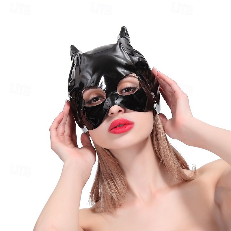 Mask Glossy Finish Catwoman Women's Shinny Leather Fetish Wet Look Costume for Nightclub Pride Parade Pride Month Halloween Carnival Adults'2