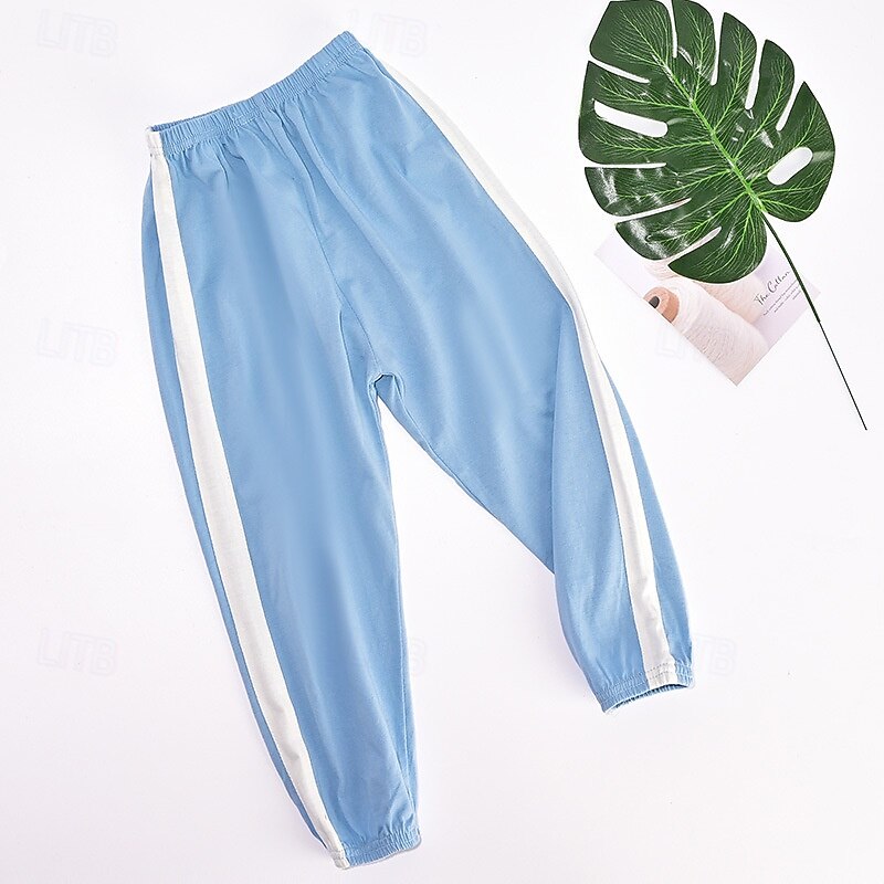 Kids Boys Pants Trousers Stripe Soft Comfort Pants Outdoor Basic White Yellow Light Green Mid Waist4
