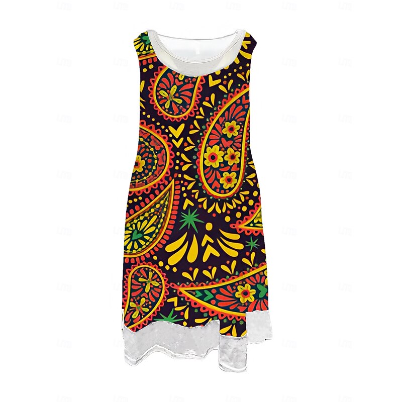 Women's Midi Dress Tank Dress Fashion Classic Outdoor Daily Weekend Regular Fit Graphic Flower Sleeveless Crew Neck Colorful Spring Fall3