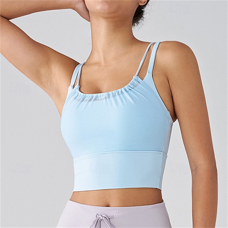 Women's Solid Colored Tennis Bra Sports Bra Mesh Shockproof Moisture Wicking Breathable Tennis Golf Pickleball Spaghetti Strap Black White Pink Tennis Clothing2