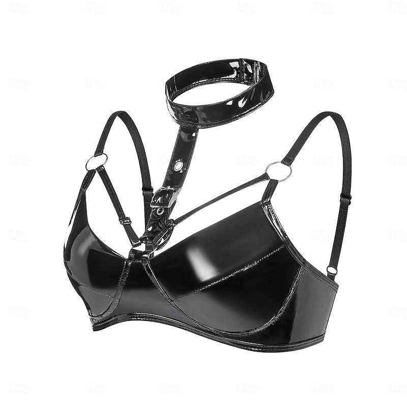 Top Harness Bra Glossy Finish Women's Shinny Leather Fetish Wet Look Costume for Nightclub Pride Parade Pride Month Halloween Carnival Adults'4