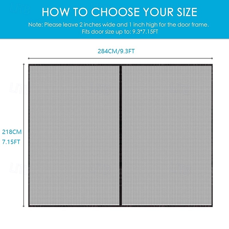 Magnetic Garage Door Screen for 1 Car W111.8*H85.8inch(284*218cm)/ for 2 Cars W195.3*H85.8inch(496*218cm) Garage Door Mesh Screen Curtain Cover Kit with Hook and Loop4