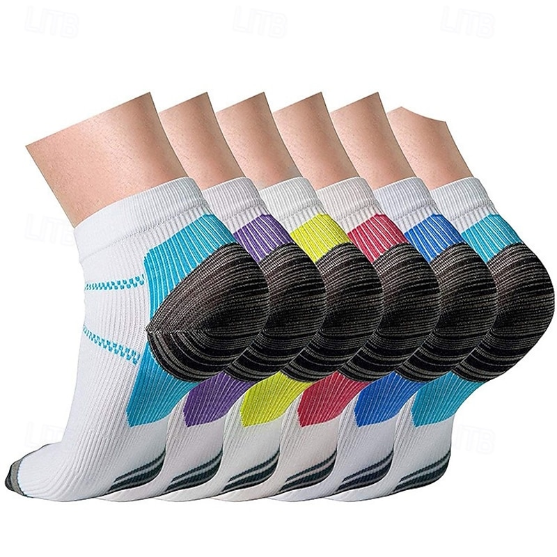 5 Pairs Short Compression Socks for Men and Women, Arch Support Ankle Running Socks, Elastic Sports Fascia Support for Gym, Training, Cycling