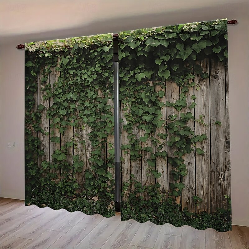 2-piece wall mounted plant landscape pattern curtains suitable for study kitchen living room dormitory pole bags bedroom accessories room decoration and home decoration ceiling curtains4
