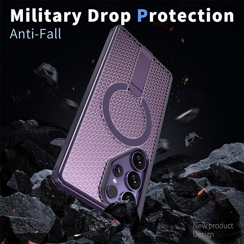 Phone Case For Samsung Galaxy S25 S25 Edge S24 S24 FE S23 Ultra Plus A16 A55 5G A35 5G A25 A15 Back Cover Magnetic Adsorption with Stand Holder Support Wireless Charging Kickstand Geometric Pattern3