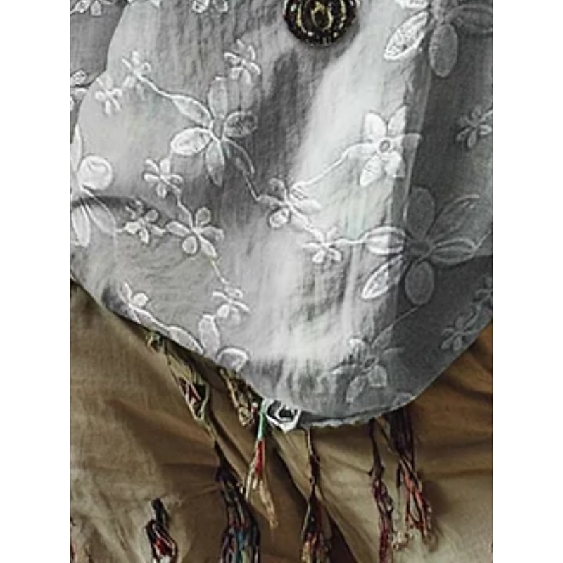 Women's Western Blouse Boho Shirt Blouse Flower Modern Casual Long Sleeve V Neck Regular Tops Daily Holiday Going out   Print Gray Autumn3