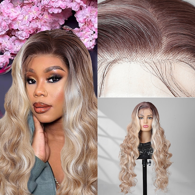 Synthetic Lace Wig Body Wave Style 30 inch Mixed Color Middle Part 13x4 Lace Front Wig Women's Wig A7