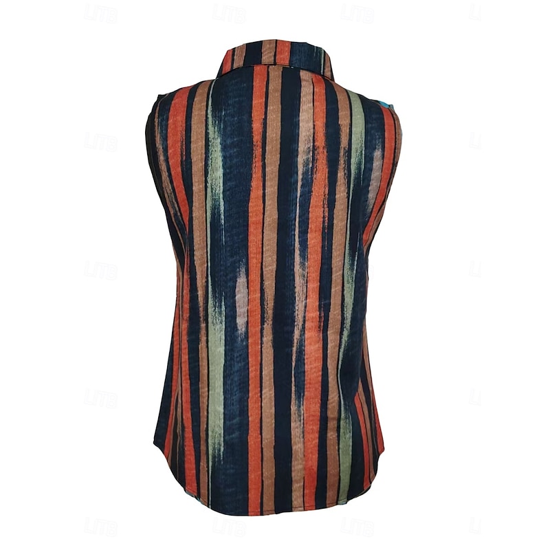 Women's Camisole Tank Top Striped Daily Casual Sleeveless V Neck Regular Tops Daily Buttons Print Yellow Red Blue Summer Spring2