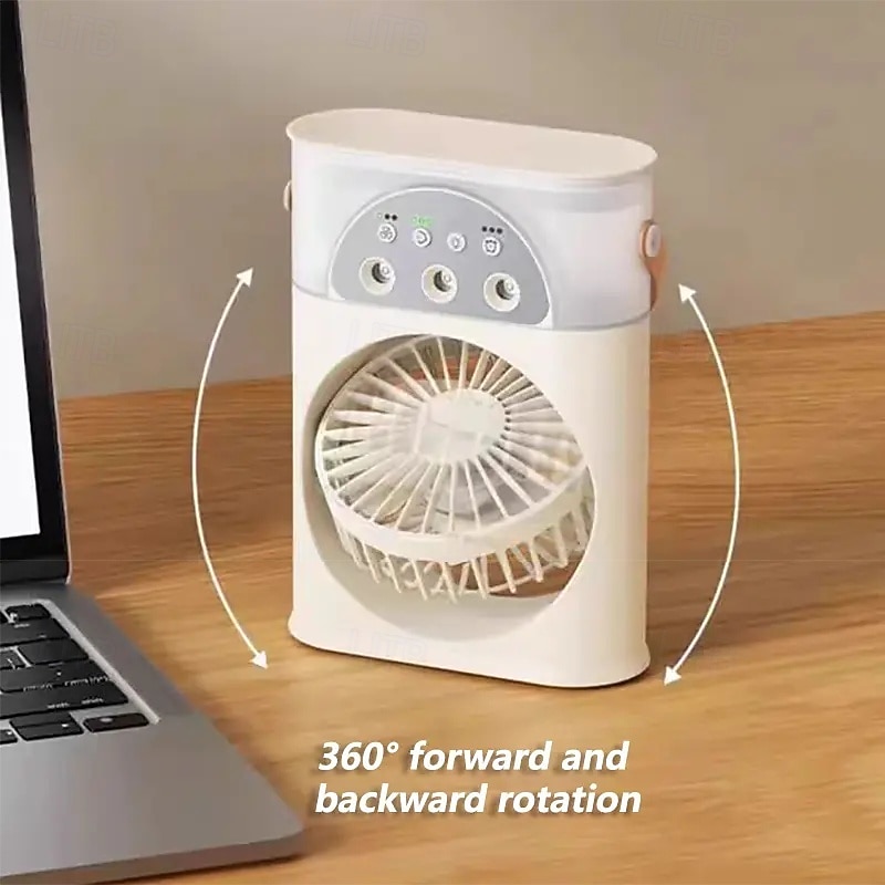 3-in-1 Misting Fan with Humidifier and RGB Night Light – Portable Desktop Cooler with 250ml Water Tank for Home/Office/Travel2