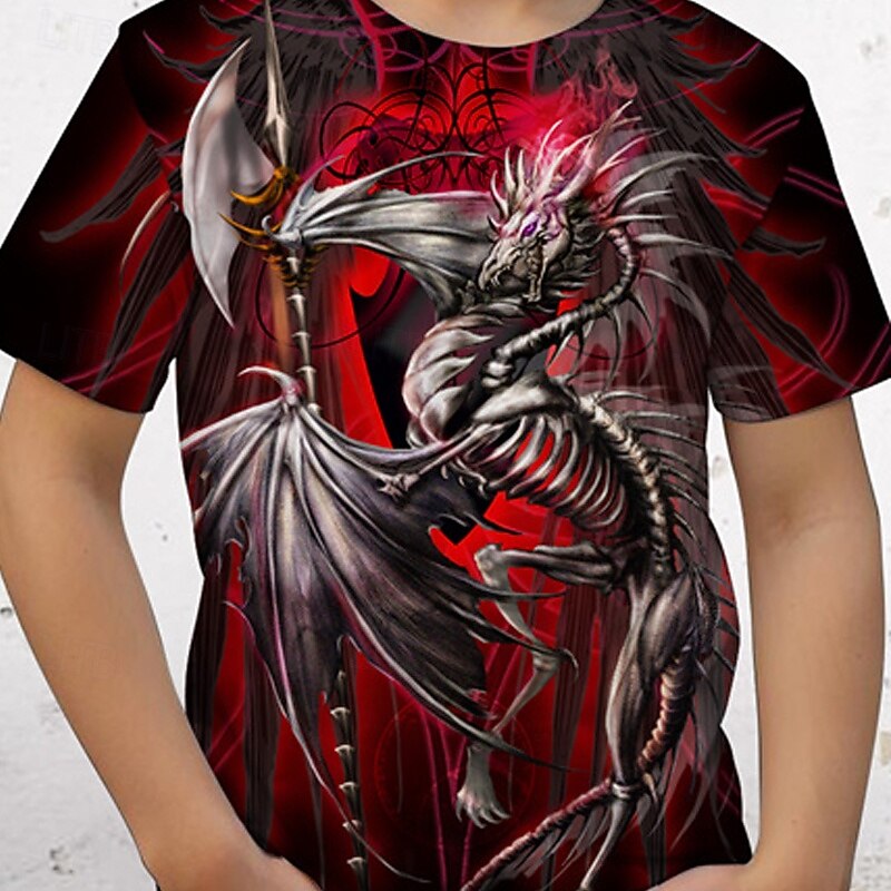 Dragonsword LICHBLADE Ruth Thompson-Yujin Jung Boys 3D Dragon T shirt Tee Short Sleeve Summer Spring Fashion Basic Kids 4-12 Years Crew Neck Outdoor Casual Daily Regular Fit2