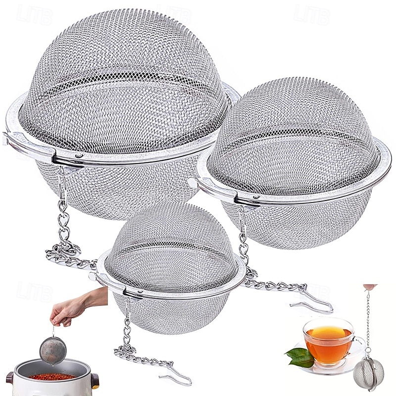 3piece set Stainless Steel Mesh Tea Ball Extra Fine Mesh Tea Infuser for Loose Leaf Tea Tea Strainers Tea Infuser Strainer Filters for Tea Tea Infuser for Tea Filter Herbal Spices Seasonings - Main Image