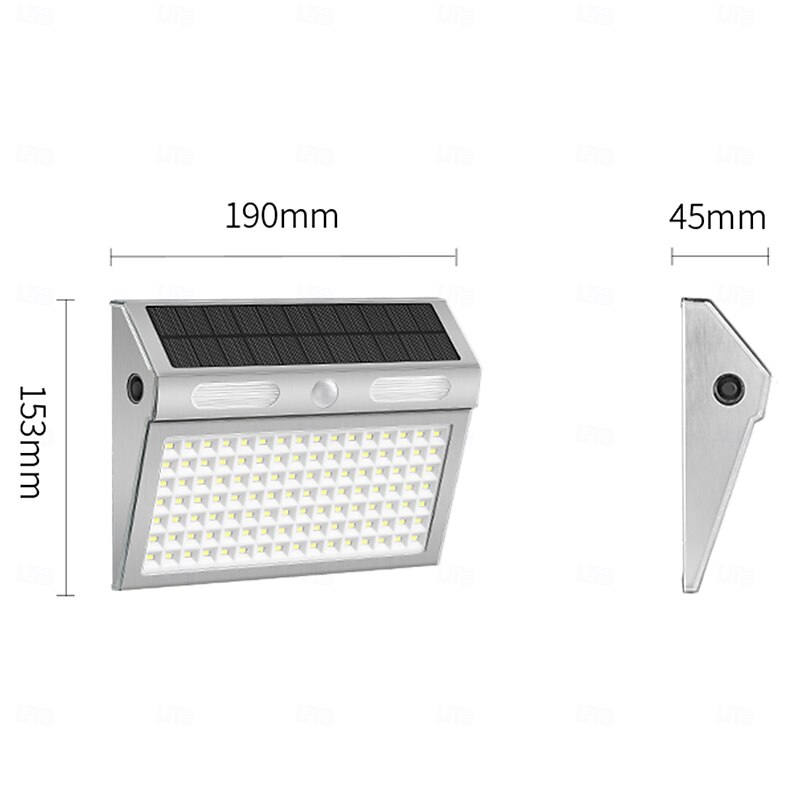 1 Pc Outdoor Solar Wall Lights Stainless Steel, 112 LED Beads, 4 Modes, IP65 Waterproof, High Brightness, Long Battery Life – Ideal for Villa Courtyard, Porch, Garage Lighting3
