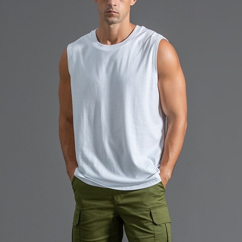 Men's Tank Top Vest Top Undershirt Sleeveless Shirt Sleeveless Crew Neck Summer Plain Fashion Designer Basic Classic Vacation Street Going out Black White Light Green Top Tee for Men3