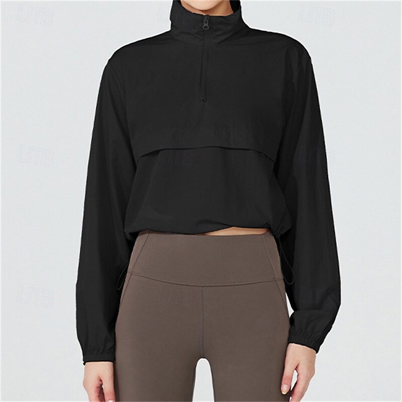 Women's Solid Colored Tennis Sports Jacket Sport Jacket Long Sleeve Drawstring Zipper Waterproof Windproof UPF50+ Tennis Golf Pickleball Stand Collar Black White Pink Tennis Clothing4