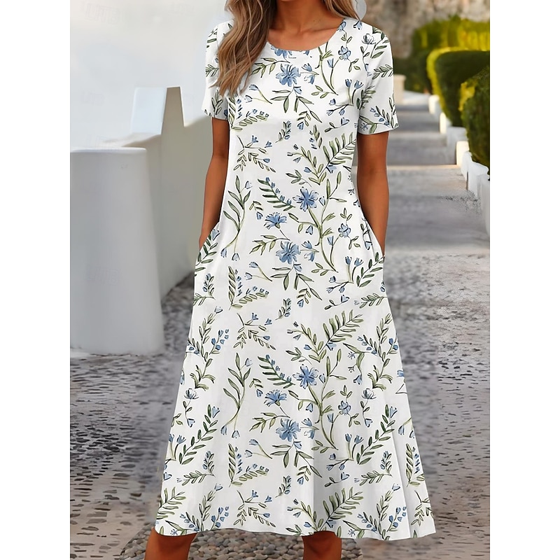 Women's Mini Dress T Shirt Dress Tee Dress Sundress Shift Dress A Line Dress Vacation Casual Beach Party Beach Regular Fit Floral Graphic Short Sleeve Crew Neck Light Green Pink Blue Sky Blue Summer2