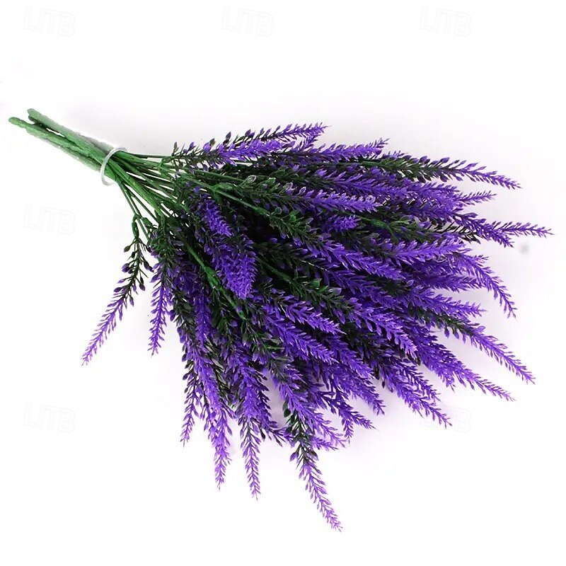 Artificial Lavender Flower, Plastic Modern Contemporary Irregular Tabletop Floral Decoration, Unique Design for Home Office, Stylish Faux Plant Arrangement2