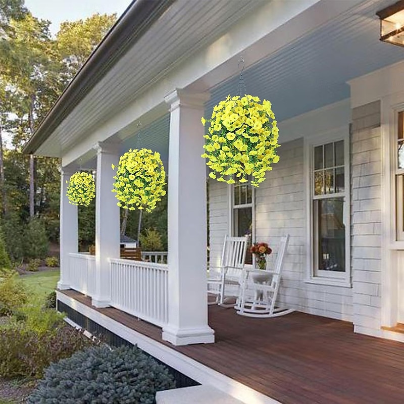 2pcs Outdoor Courtyard Artificial Eucalyptus and Morning Glory Silk Flowers, Simulation Vine for Home and Wedding Decoration, Wall Hanging Floral Garland