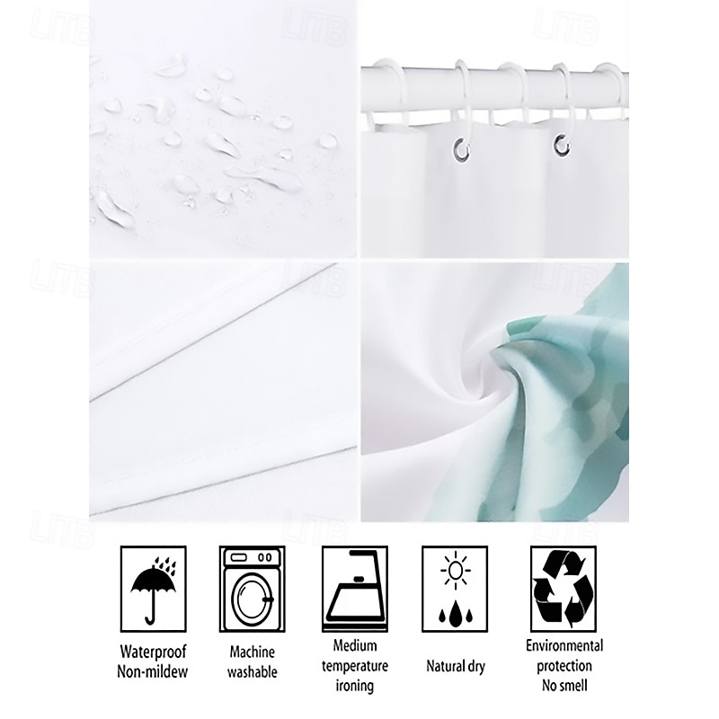Shower Curtain with Hooks Waterproof for Bathroom Machine Washable Shower Curtain Bathroom Decor Set Polyester 12 Pack Plastic Hooks Ocean Animal Turtle4