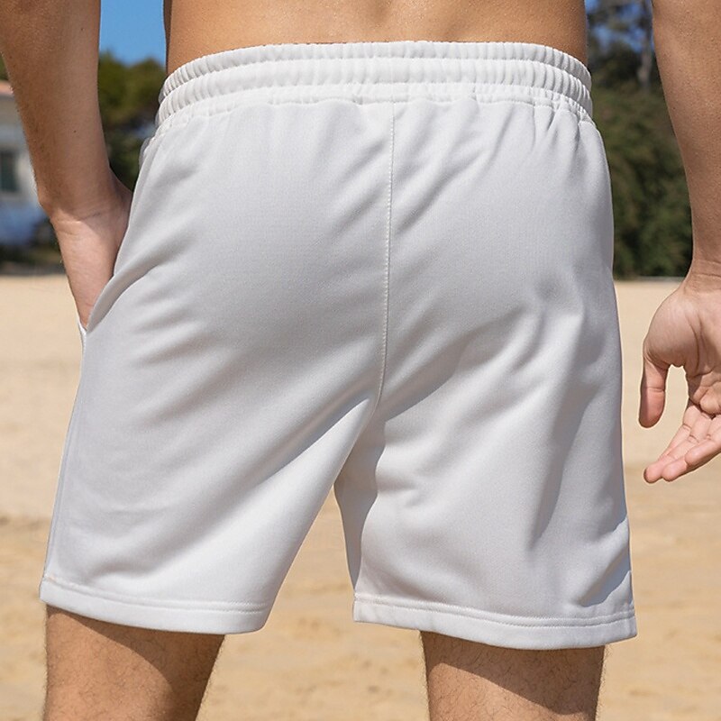 Men's Sweat Shorts Summer Shorts Beach Shorts Pocket Drawstring Elastic Waist Plain Comfort Breathable Short Outdoor Sports Classic Casual Black White Micro-elastic2