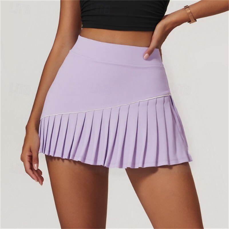 Women's Solid Colored Tennis Skirts with Shorts Pleated Side Pockets Quick Dry Tennis Golf Pickleball Skort Black White Navy Blue Tennis Clothing3