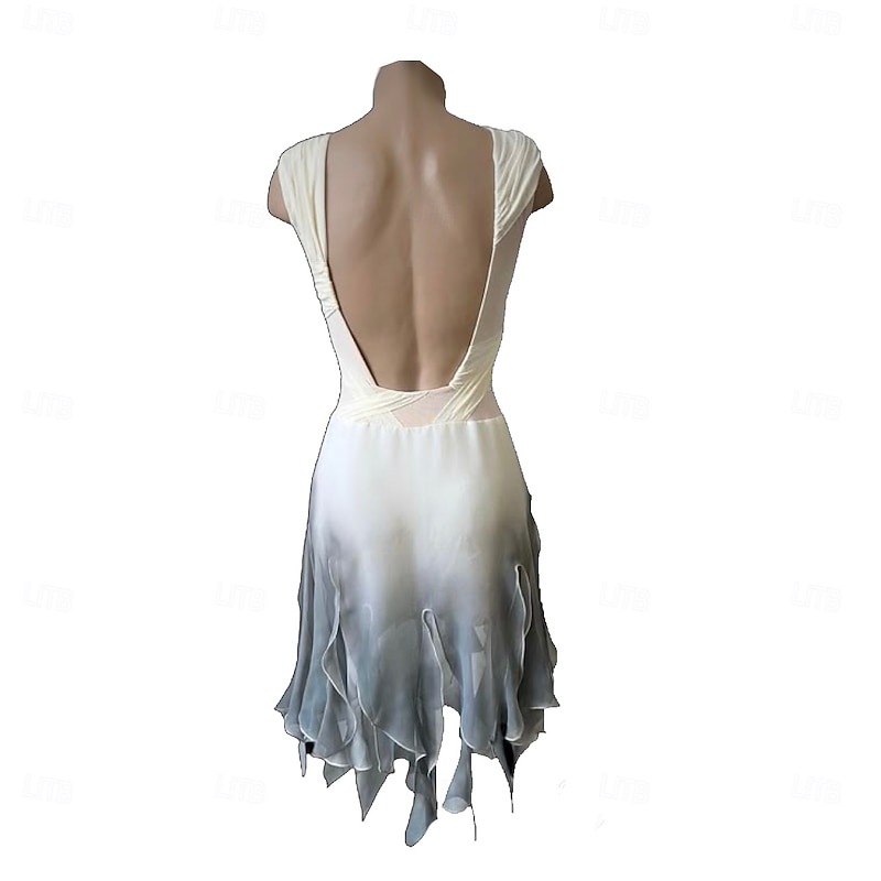Figure Skating Dress Women's Girls' Ice Skating Dress White Thumbhole Halo Dyeing High Elasticity Professional Competition Skating Wear Thermal Warm Crystal / Rhinestone Sleeveless Ice Skating Figure3