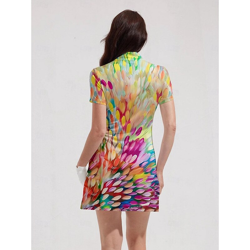 Women's Tennis Dress Golf Dress Yellow Short Sleeve Dress Ladies Golf Attire Clothes Outfits Wear Apparel2