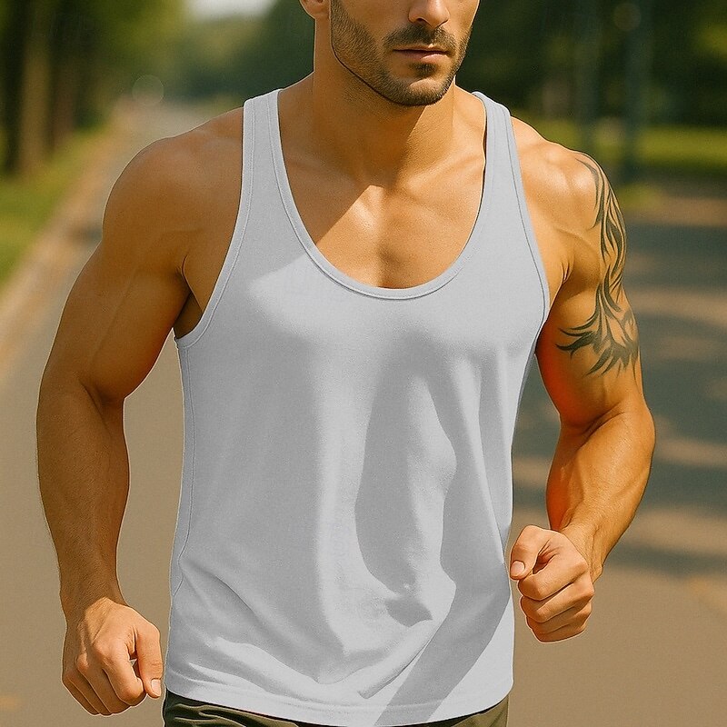 Men's Tank Top Vest Top Undershirt Sleeveless Shirt Sleeveless Crew Neck Summer Plain Fashion Designer Basic Classic Vacation Street Going out Black White Royal Blue Top Tee for Men3