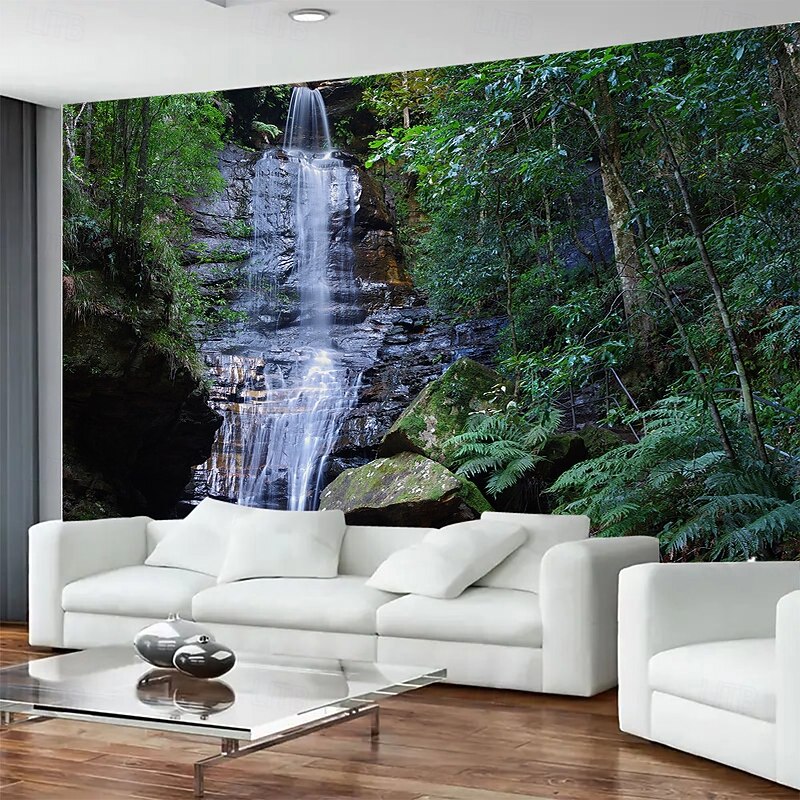 Forest Waterfall Landscape Hanging Tapestry Mural Art Large Tapestry Mural Decoration Photos Background Carpet Curtains Home Bedroom Living Room Decoration3