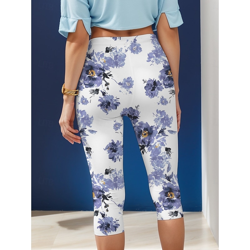 Women's Leggings Capri Pants High Elasticity Vacation Vintage Fashion Full Length High Waist Floral Graphic Printing Thermal Warm Breathable Soft Stretchy Outdoor Daily2