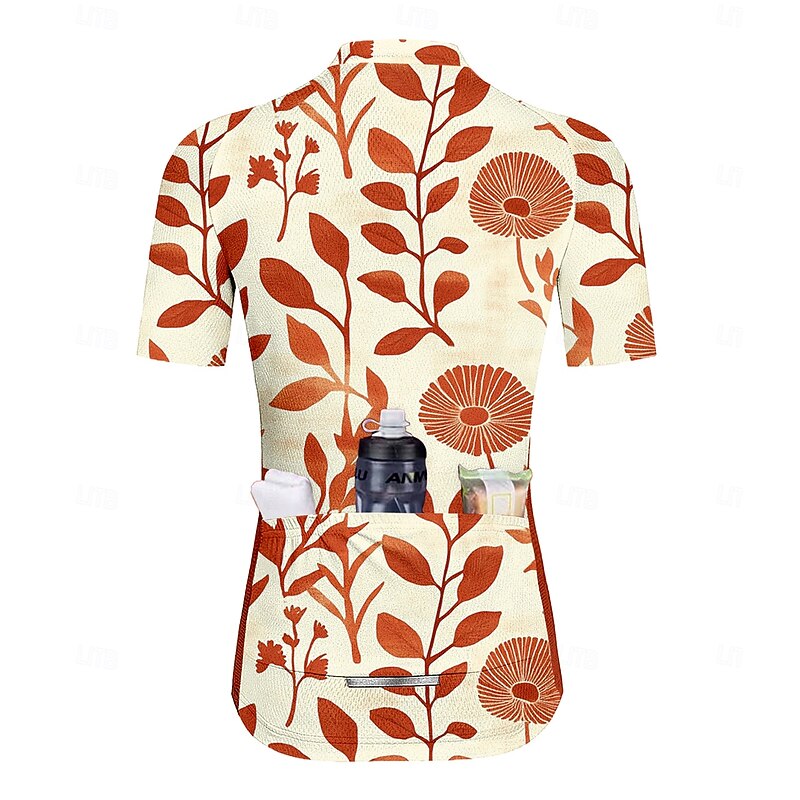 Women's Cycling Jersey Graphic Geometric Geometic Short Sleeve Bike Jersey Top with 3 Rear Pockets Sunscreen UV Resistant Quick Dry Reflective Strips Sports Orange Clothing Apparel2