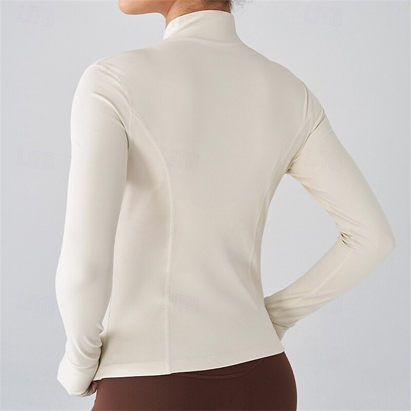 Women's Solid Colored Tennis Sports Jacket Sport Jacket Long Sleeve Zipper Moisture Wicking Breathable Tennis Golf Pickleball Stand Collar Black White Pink Tennis Clothing4