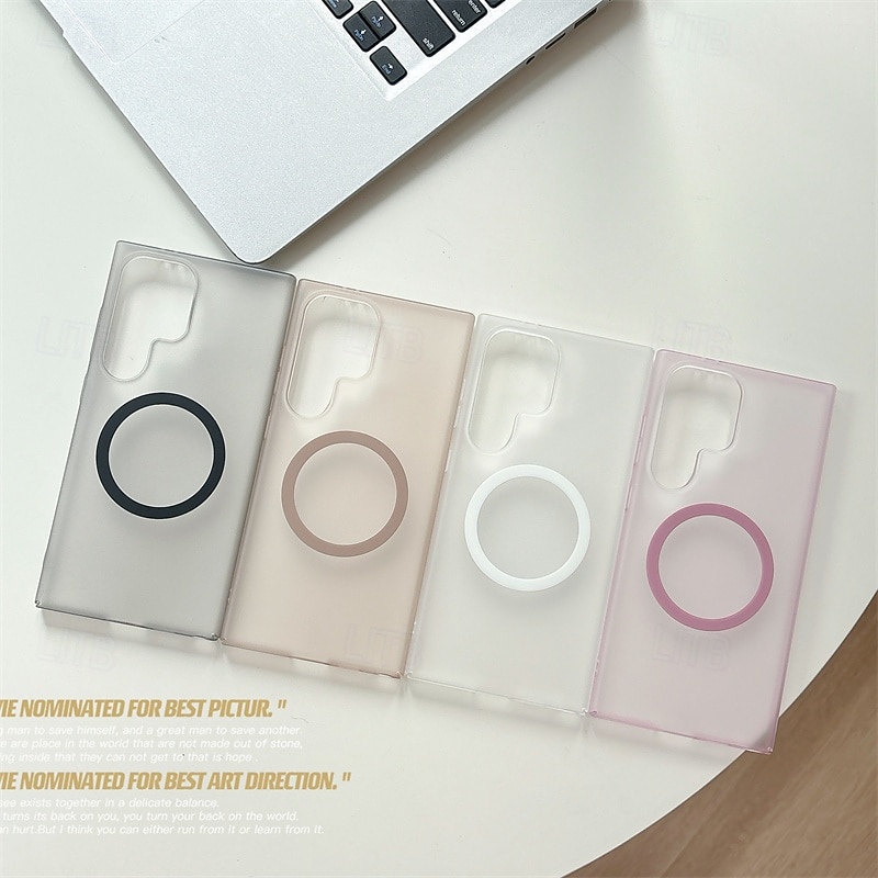 Phone Case For Samsung Galaxy S25 S25 Edge S24 Ultra Plus S23 Magnetic Adsorption Magnetic Support Wireless Charging Matte Frosted PC3