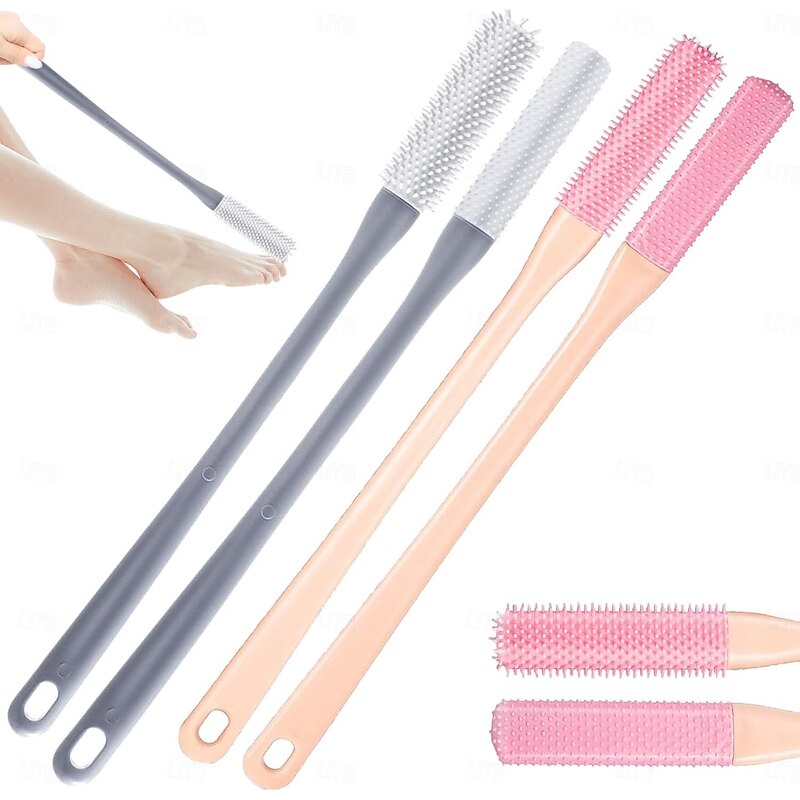 Toe Cleaning Brush, Toe Gap Cleaning Brush Long Handle,Silicone Foot Scrubber for Shower,Feet Cleaner Scrub Foot Care for Seniors,Elderly, Men and Women
