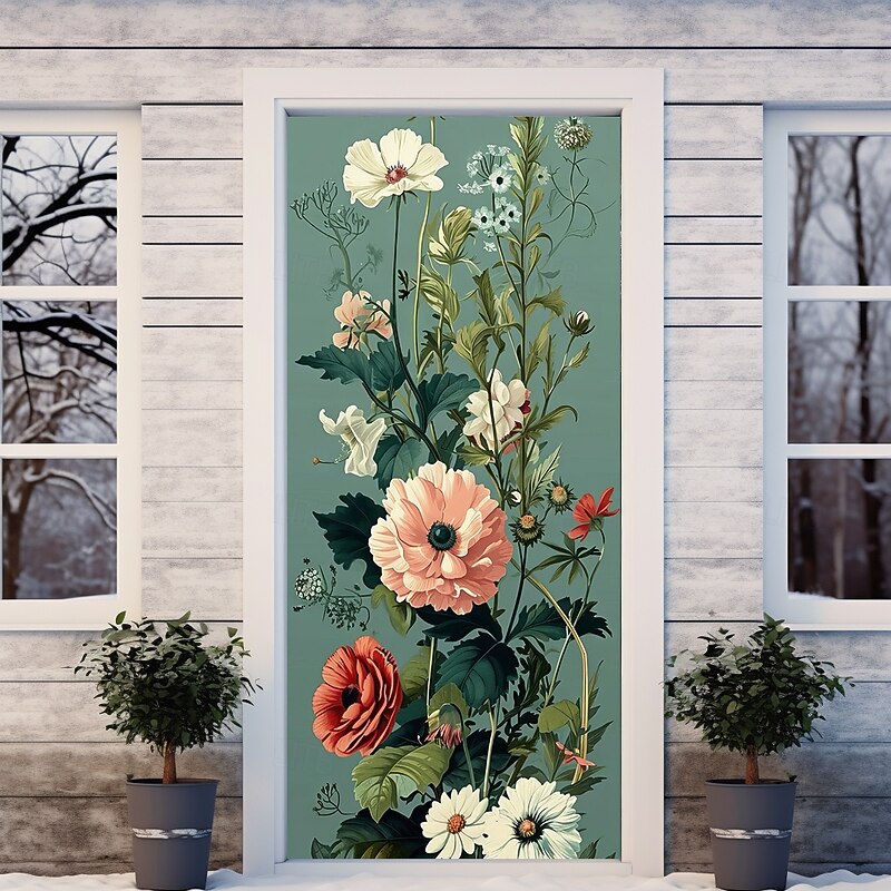 Floral Door Decorations Door Covers Door Tapestry Door Curtain Decoration Backdrop Indoor/Outdoor Door Banner for Front Door Farmhouse2