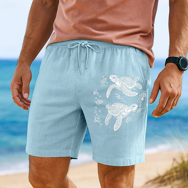 Men's Shorts Summer Shorts Beach Shorts Drawstring Elastic Waist Print Animal Comfort Breathable Knee Length Outdoor Holiday Going out Vacation Hawaiian Black Green Micro-elastic2