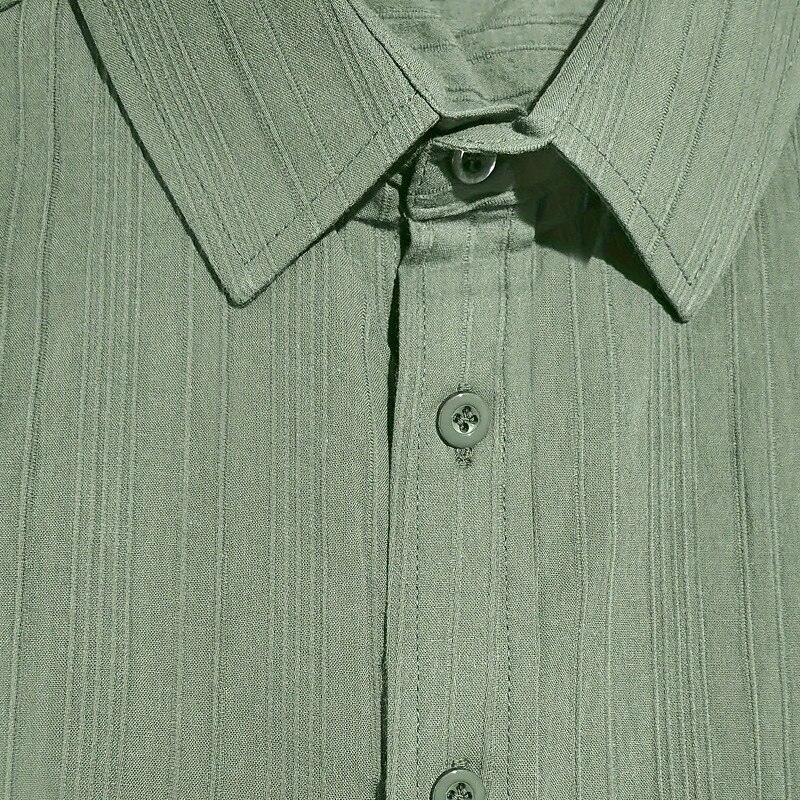 Men's Shirt Summer Shirt Casual Shirt Beach Shirt Button Up Shirt Black White Light Green Wine Navy Blue Short Sleeve Solid Color Stripes Lapel Vacation Casual Clothing Apparel Fashion Holiday3