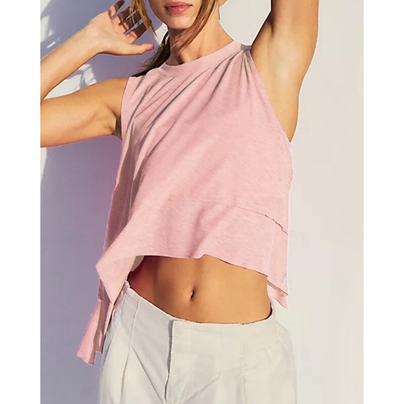 Women's Solid Colored Workout Tank Top Sports Tank Top Tennis Tank Top Sleeveless Side Split Asymmetrical Breathable Tennis Golf Pickleball Round Neck Top Pink Purple Grey Tennis Clothing