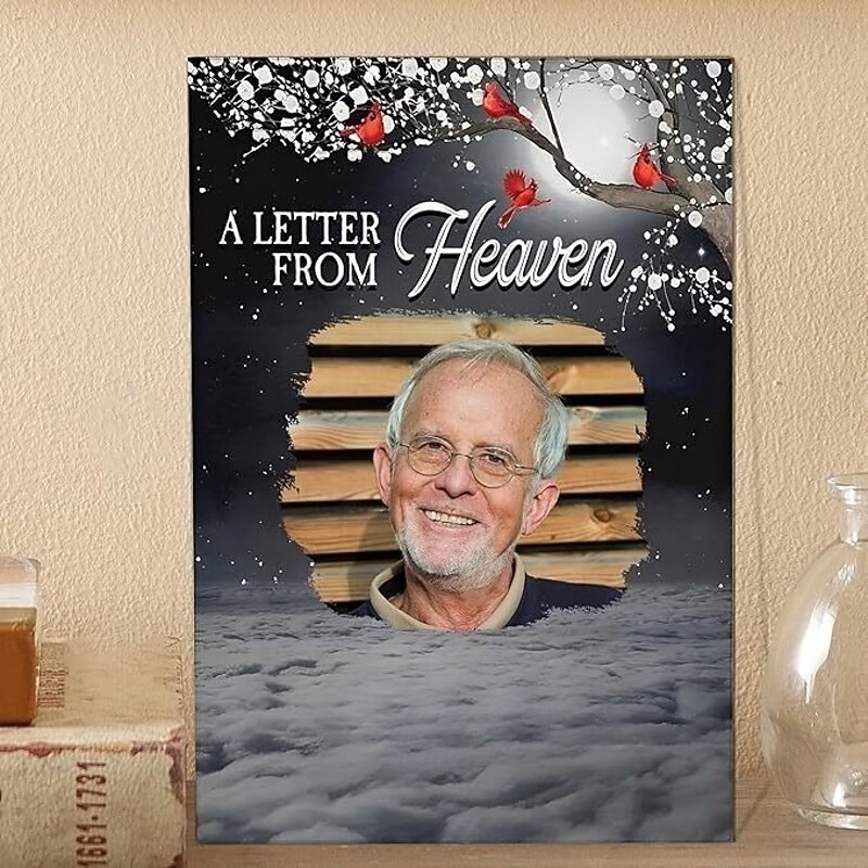 Custom Photo Memorial Plaque with You Text Personalized Acrylic Plaque for Christmas Memorial Gift for Mom Dad Brother Sister A Letter From Heaven