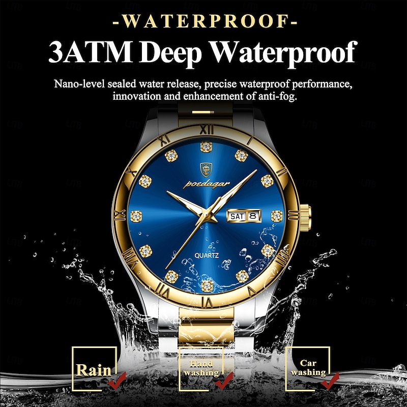 878 New Multi functional Men's Retro Watch Double Calendar Night Light Waterproof Men's Quartz Watch4