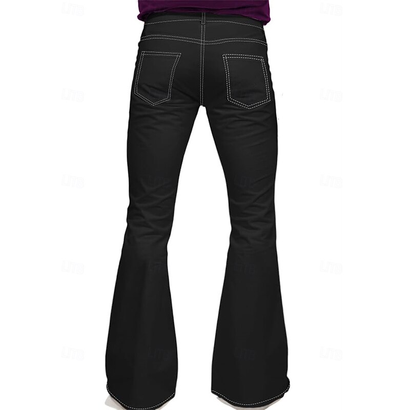 Retro Vintage 1970s Groovy Bell Bottom Pants Flared Trousers Hippie Disco mid rise Color Block Fancy Dress Men's Halloween Carnival Music Festival Retro Theme Party Adults' Pants3