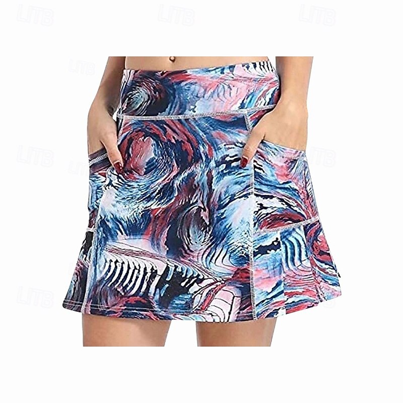 Women's Oil Painting Tennis Skirts with Shorts Print Quick Dry Tennis Golf Badminton Skort Pink Red Blue Tennis Clothing