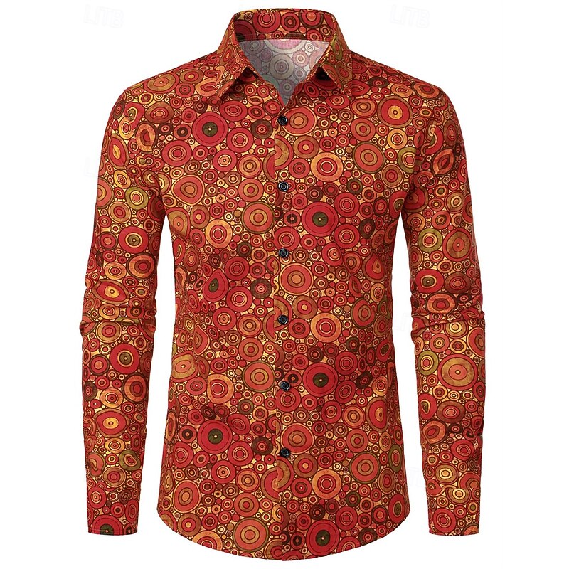 Retro Vintage 1970s Shirt Disco Geometic Fancy Dress Men's Halloween Carnival Music Festival Pride Parade Pride Month Adults' Shirt - Main Image