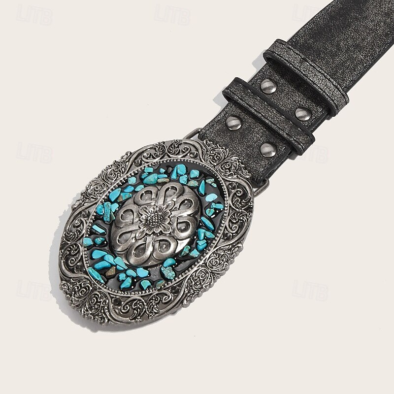 Women's Belt PU Black Brown Gray Waist Belt Holiday Weekend Floral4