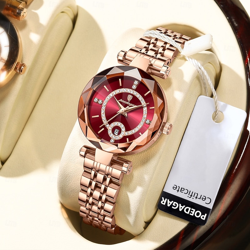 Women Quartz Watch Wrist Watch Retro Vintage Luxury Rhinestone Wristwatch Waterproof Stainless Steel Watch