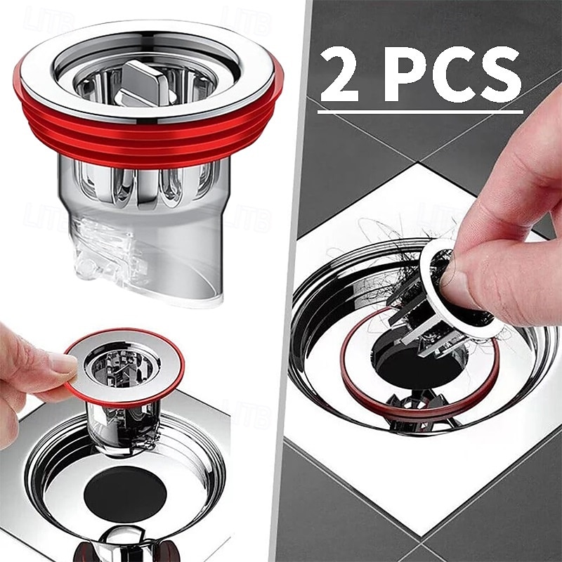 2PCS Shower Bathroom Kitchen Floor Drain Anti-backflow One-Way Drain Sewer Anti-Odor Cover Drain Plug for Pipes Tubes in Toilet Bathroom Kitchen